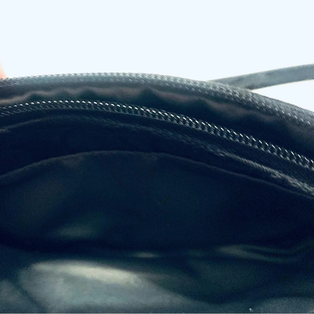 COACH Black Canvas Wristlet Signature Monogram Leather Trim Mini Pouch